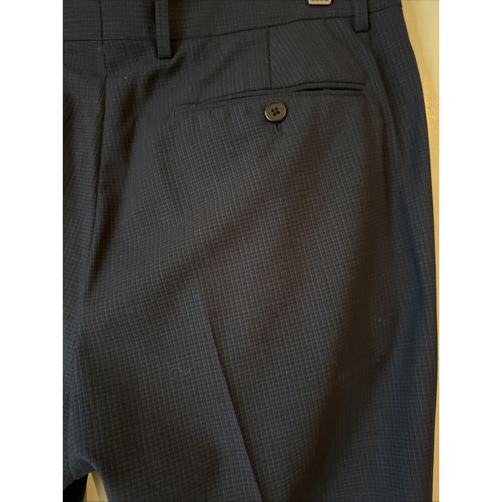 Theory Mayer Blue Wool Pattern Plaid Stretch Suit Pants | 33W - Picture 6 of 16
